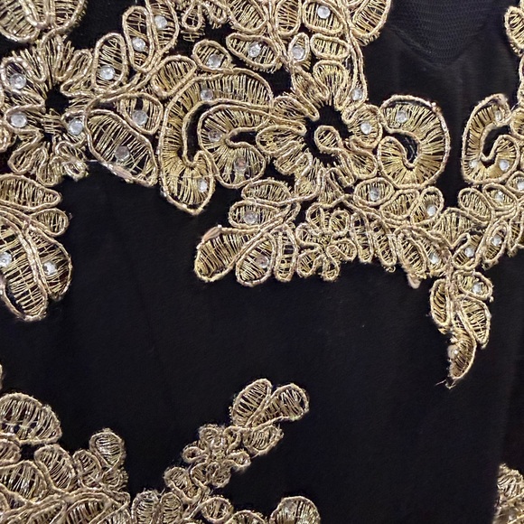 Rare Editions Black Dress with Gold Embellishments Girls Size 14 Formal Dance - Picture 3 of 10